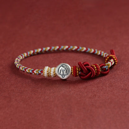 999 Silver 12 Zodiac Bead Braided Multi‑Color Adjustable Bracelet –Fortune & Peace | Zen Ara Grove