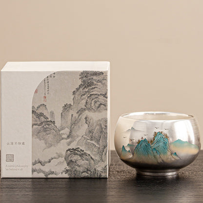 999 Silver Tea Cup – Emblem of Serenity & Blessing – Fine Hammered Finish | Zen Ara Grove