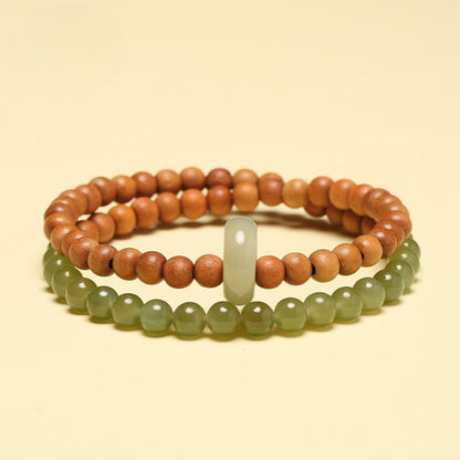 Wood & Jade Dual-Layer Mala · Bodhi Serenity