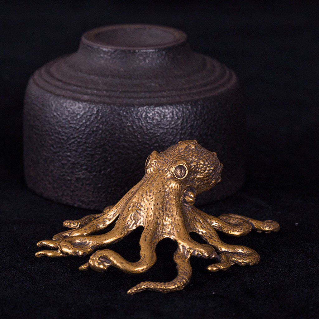 Tiny Brass Octopus Sculpture – Ocean-Inspired Charm in a Pocket Size | Zen Ara Grove