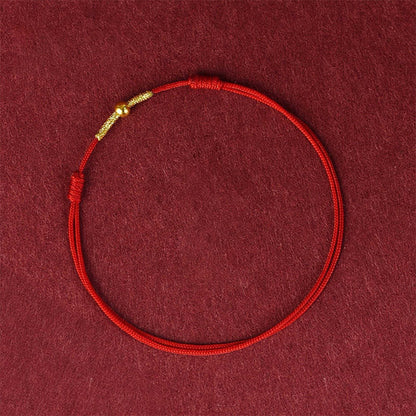 Adjustable Hand-Knotted Cord Bracelet or Anklet with Gold-Tone Bead — Confidence & Hope