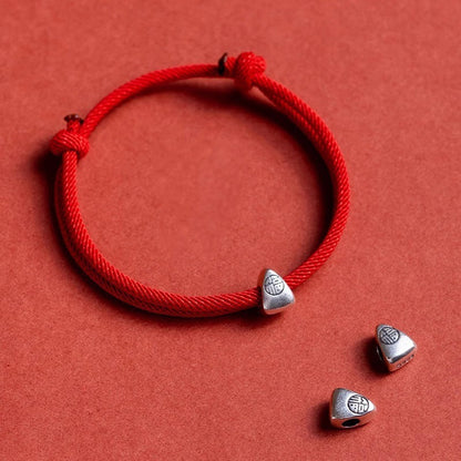 Adjustable Hand-Braided S925 Sterling Silver Fu Bracelet — Blessing & Strength