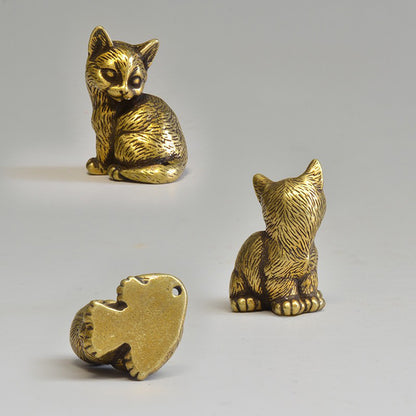 Little Brass Cat Charms – Playful Energy in Pocket-Sized Art | Zen Ara Grove