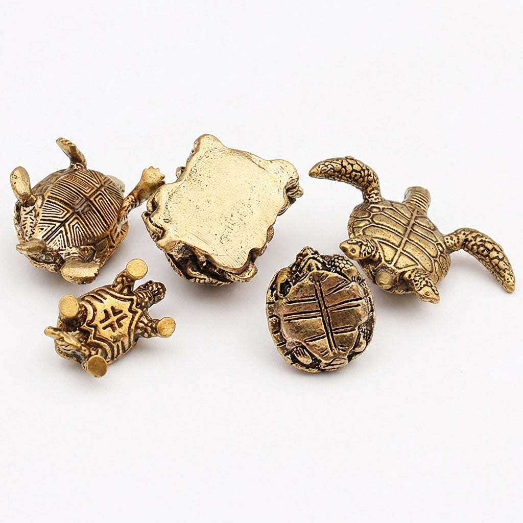 Handcrafted Brass Turtle Figurine Set – Symbols of Longevity, Protection & Good Fortune | Zen Ara Grove