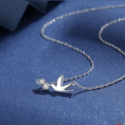 S925 Sterling Silver Peace Dove Necklace with Twin Diamonds – Symbol of Hope | Zen Ara Grove