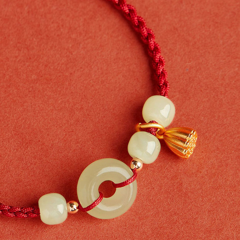 Adjustable Braided Peace Buckle Bracelet with Lotus Charm — Protection & Renewal