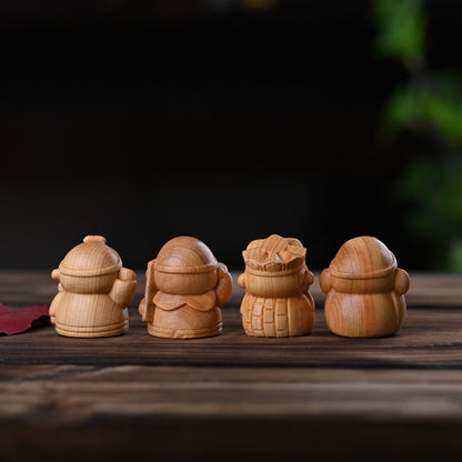Monkey King Sun Wukong & Three Companions Cypress Wood Figurines | Zen Ara Grove