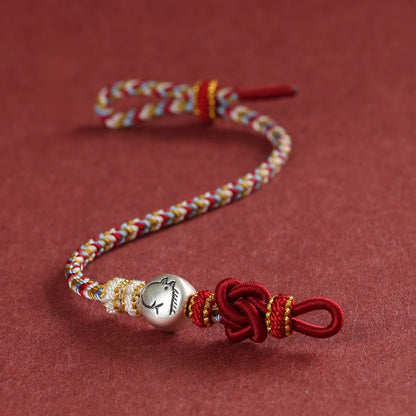 999 Silver 12 Zodiac Bead Braided Multi‑Color Adjustable Bracelet –Fortune & Peace | Zen Ara Grove