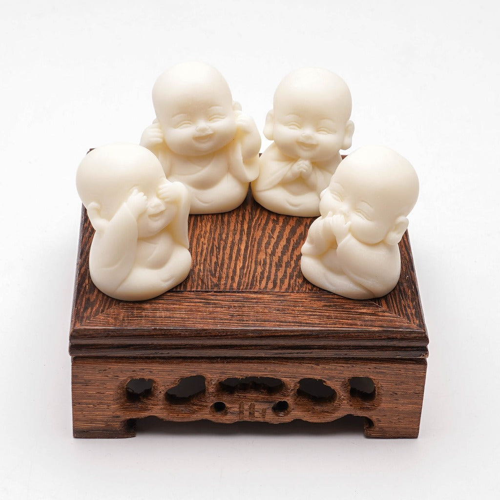 Limited Time Offer · Hand-Carved Tagua Nut "The Four Little Zen Monks" Figurines | Zen Ara Grove
