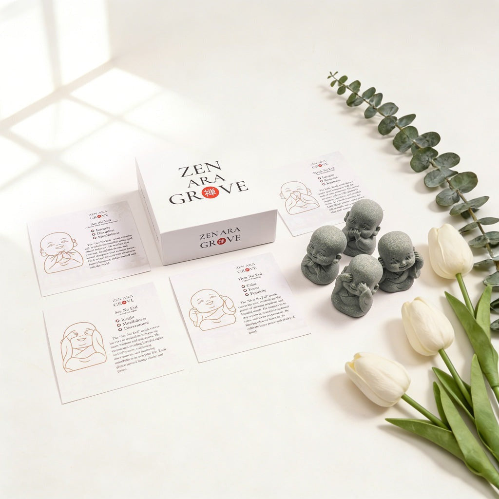 Green Sandstone"The Meaning Behind the Pose of the Monks"— Meaning Card Set | Zen Ara Grove