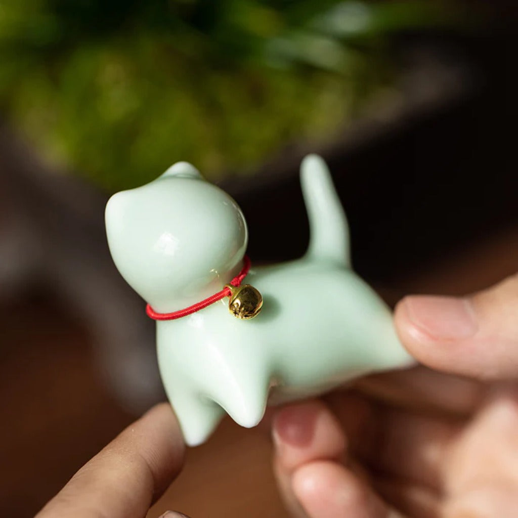 Mini Small Cute Cat Tea Pet Ceramic Home Desk Figurine Decoration | Zen Ara Grove