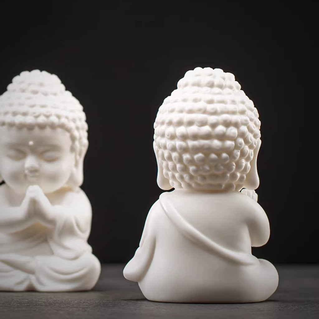 Handcrafted High-Fired White Ceramic Tathagata Figurine – Elegant Zen Serenity | Zen Ara Grove