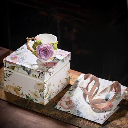 Handcrafted Heritage Porcelain Cup – Roses Blooming from the Surface | Zen Ara Grove