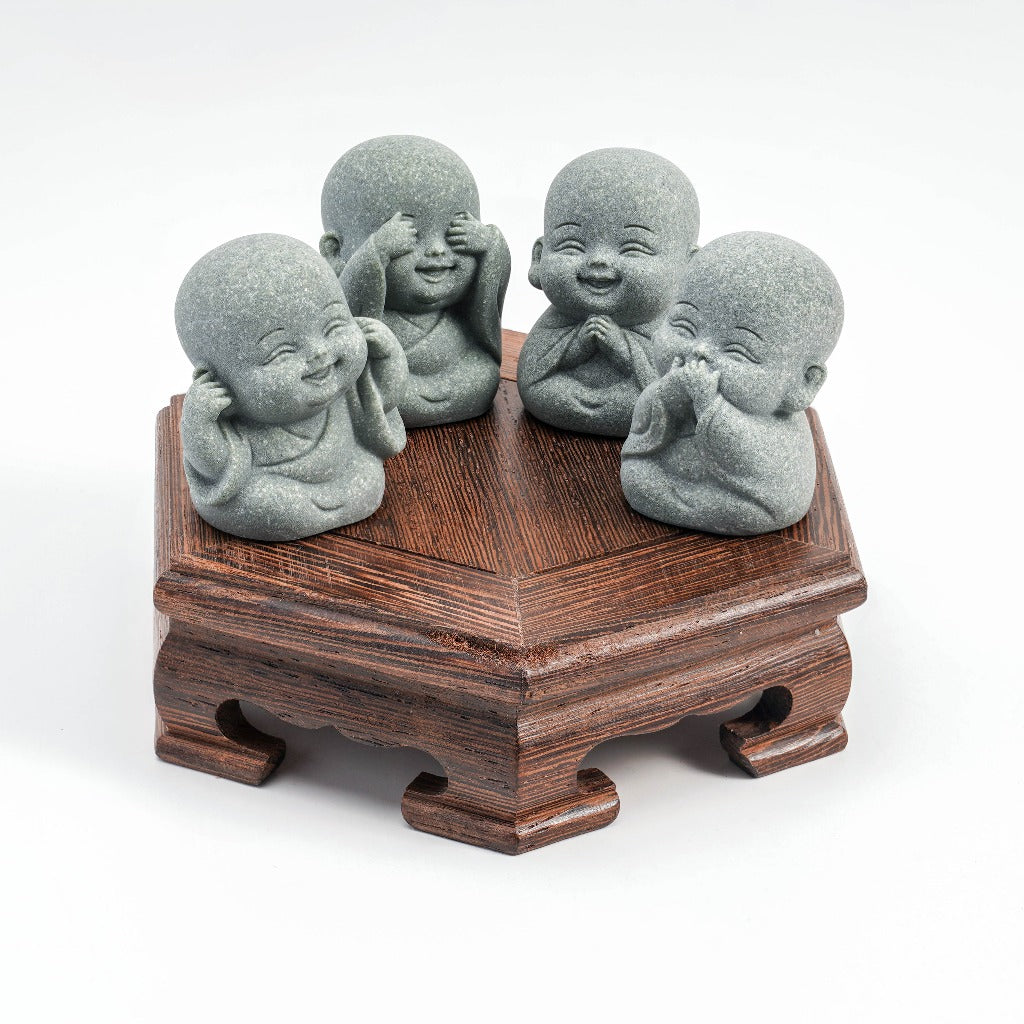 Limited-Time Offer — The Four Little Zen Monks 4-Piece Set | Save 60% | Zen Ara Grove