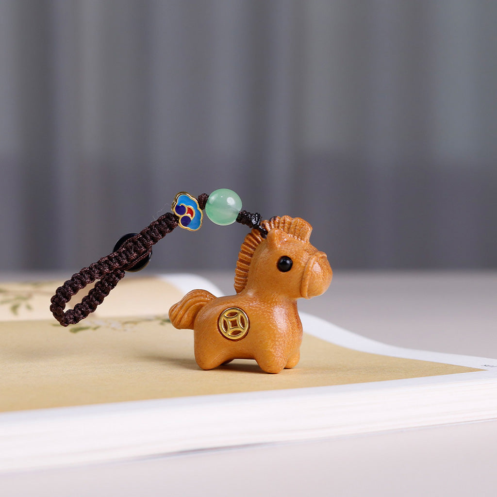 Handcrafted Wooden Horse Keychain –Luck & Protection | Zen Ara Grove