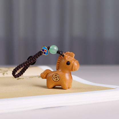 Handcrafted Wooden Horse Keychain –Luck & Protection | Zen Ara Grove