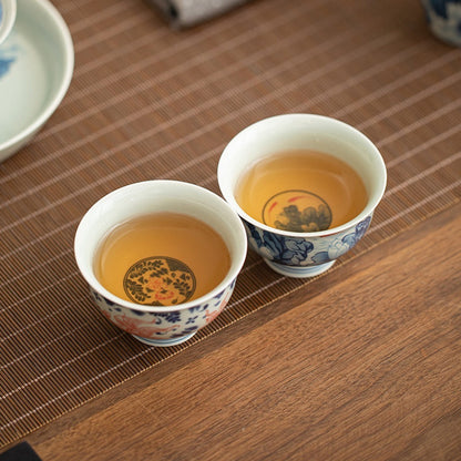 Antique-Style Celadon Blue-and-White Single Cup – Handcrafted Ceramic Tea Ware | Zen Ara Grove