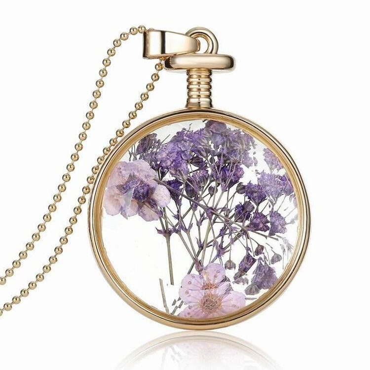 Round Real Flower Necklace – Nature’s Beauty, Forever Close | Zen Ara Grove