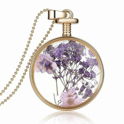 Round Real Flower Necklace – Nature’s Beauty, Forever Close | Zen Ara Grove