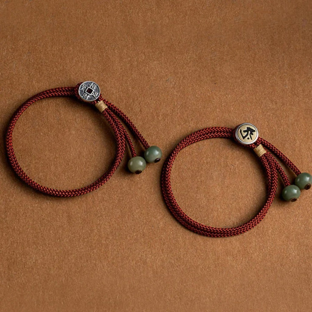 LIMITED TIME OFFER | Handmade Red Rope Bracelet with Green Bodhi Bead – Twelve Zodiac Buddha for Protection | Zen Ara Grove