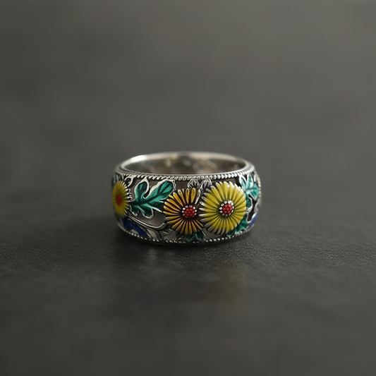 Elegant Antique Style Chrysanthemum Ring | Zen Ara Grove
