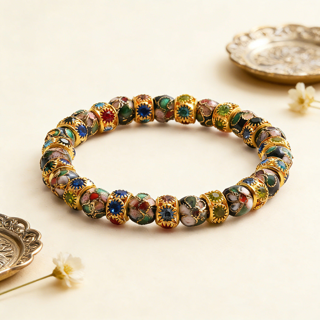 Handcrafted Cloisonné Beaded Bracelet – Symbol of Blessing and Heritage | Zen Ara Grove