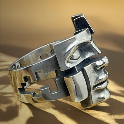 “Find Yourself” Broken Mask Design Ring | Zen Ara Grove