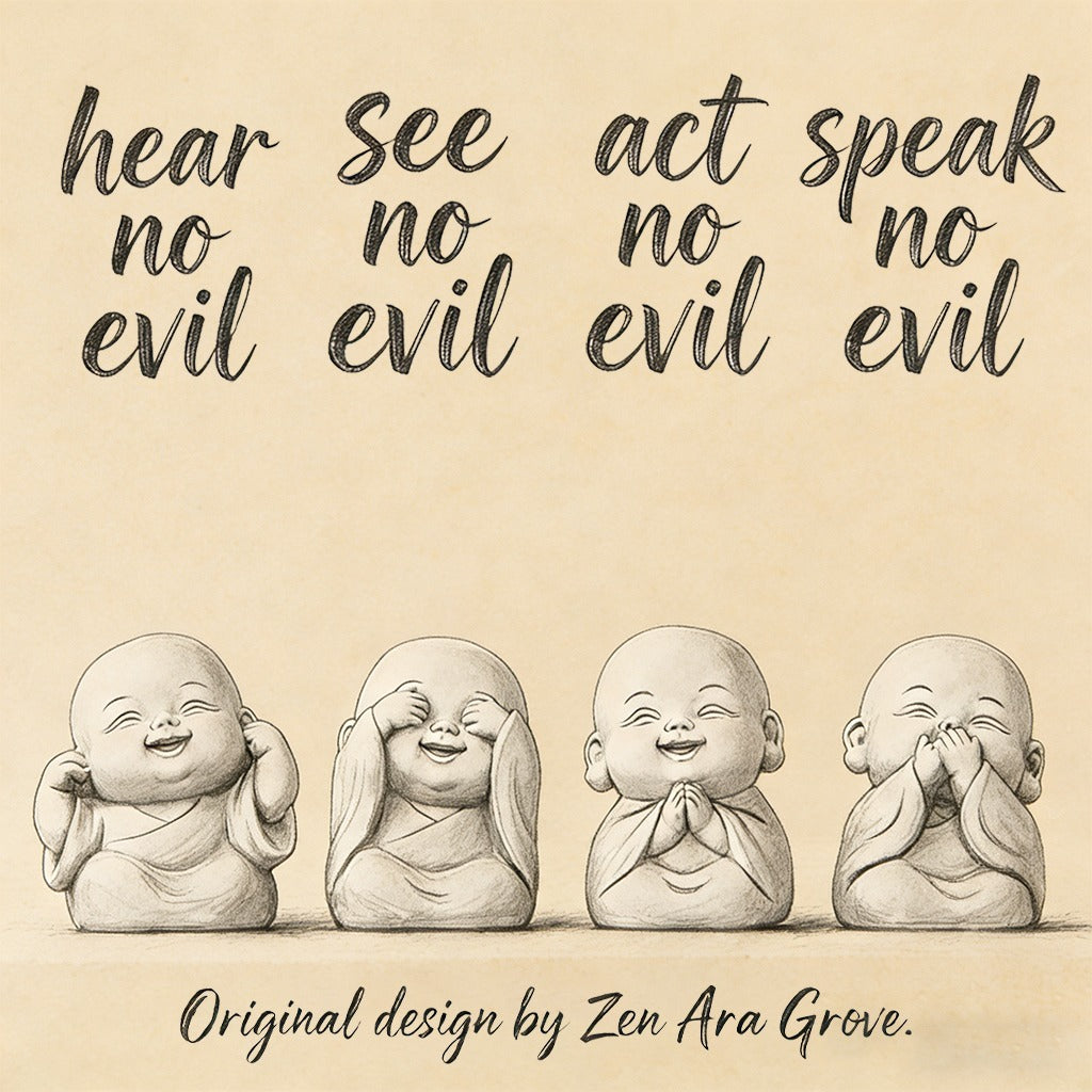 Limited-Time Offer — The Four Little Zen Monks 4-Piece Set | Save 60% | Zen Ara Grove