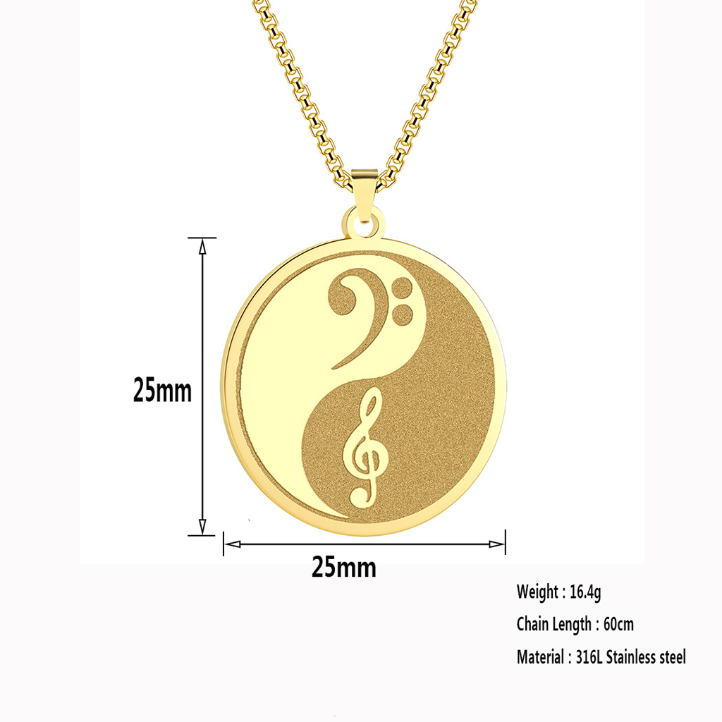 Yin-Yang Music Pendant Necklace – Treble & Bass Clef Taiji Design | Zen Ara Grove