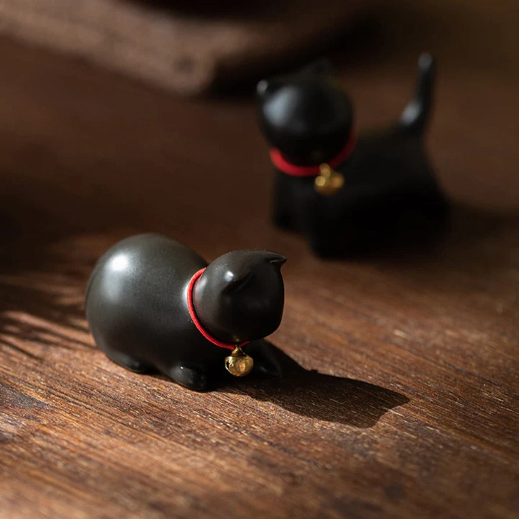 Mini Small Cute Cat Tea Pet Ceramic Home Desk Figurine Decoration | Zen Ara Grove