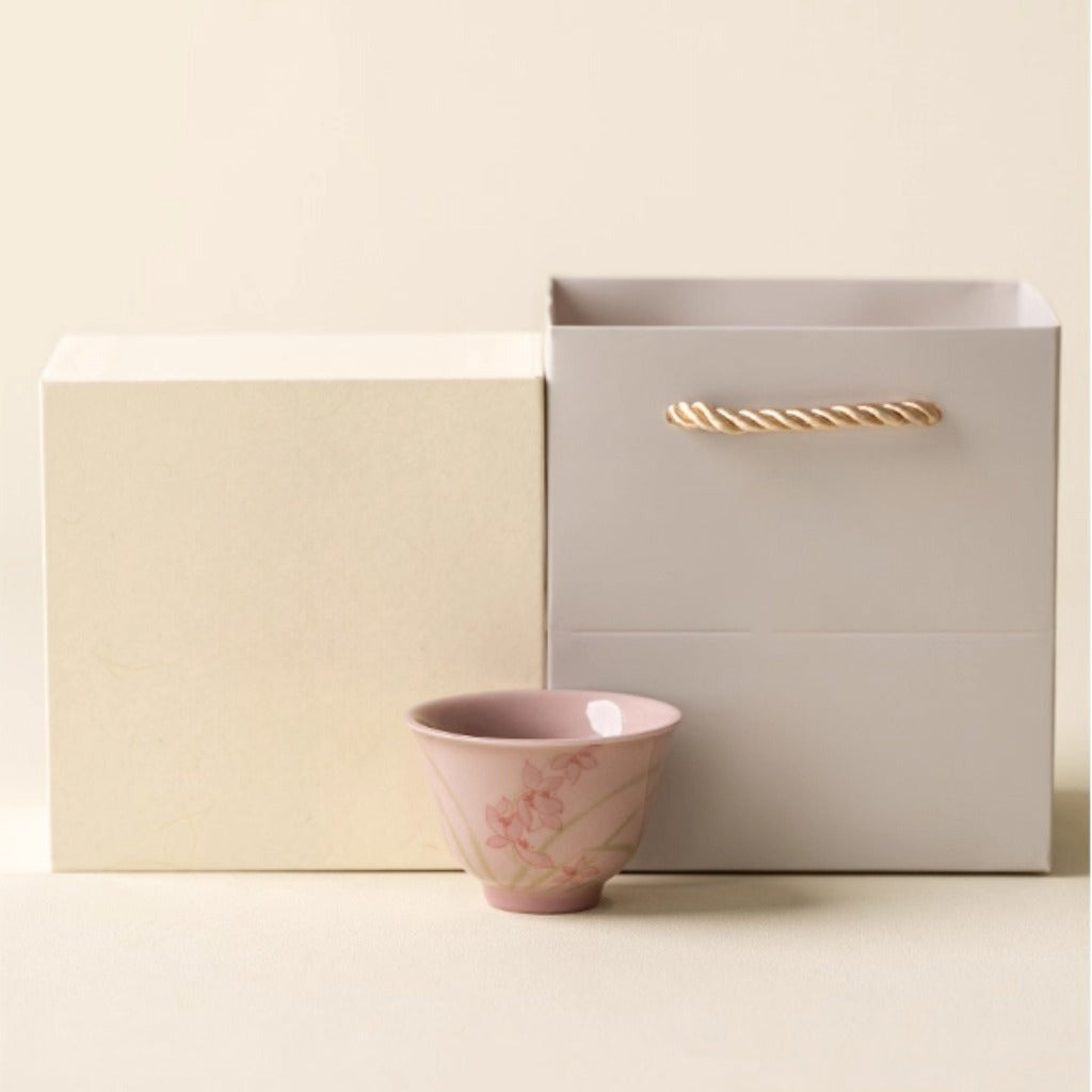 Pink Hand-Painted Magnolia Ceramic Teacup – Artistic Color Glaze Drinkware | Zen Ara Grove