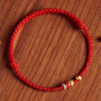 Adjustable Koi-Pattern Bead Cord Bracelet — Perseverance & Good Fortune
