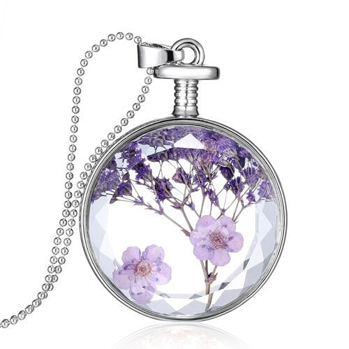 Round Real Flower Necklace – Nature’s Beauty, Forever Close | Zen Ara Grove
