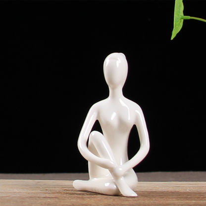 Zen Minimalist White Ceramic Yoga Girl Figurines | Zen Ara Grove