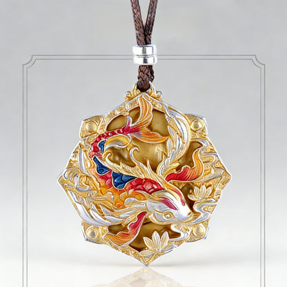 Koi Fish Silver Pendant Necklace – Symbol of Luck & Prosperity – 999 Fine Silver Hand‑Carved Double‑Sided Design | Zen Ara Grove