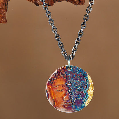 99 Silver Half Demon Half Buddha Pendant – Embrace Your Duality | Zen Ara Grove