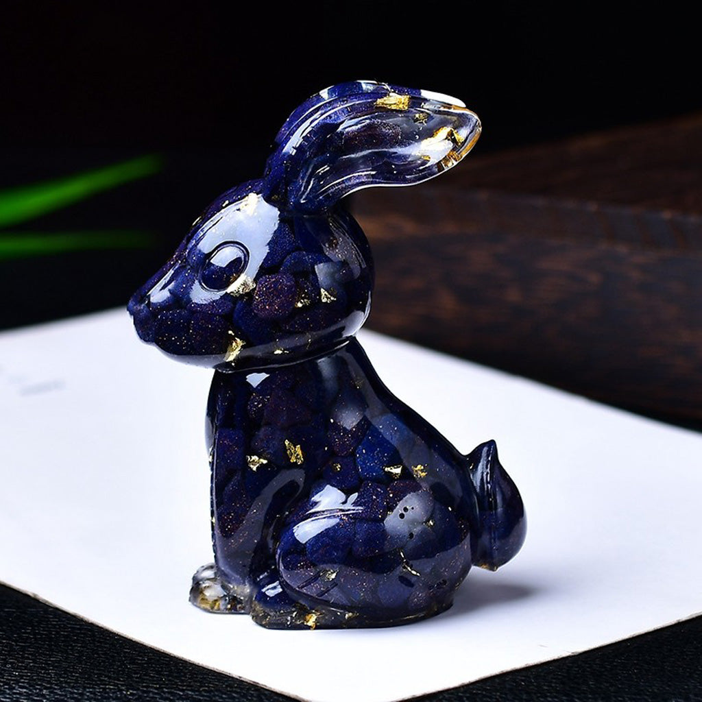 Handmade Epoxy Resin Rabbit Decor – Embedded Natural Healing Crystals | Zen Ara Grove