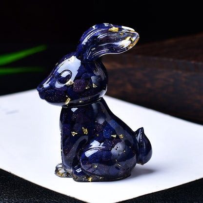 Handmade Epoxy Resin Rabbit Decor – Embedded Natural Healing Crystals | Zen Ara Grove