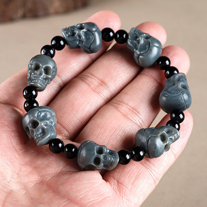Natural Jade Skull Bead Bracelet – Symbol of Balance and Rebirth | Zen Ara Grove