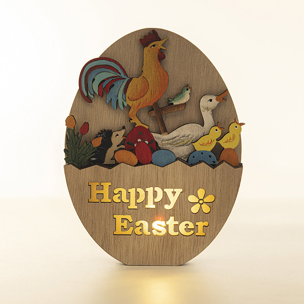 Easter Wooden LED Bunny & Chicken Décor – Symbol of Light & Hope | Zen Ara Grove