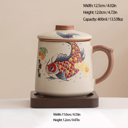 Ru Kiln Glaze Ceramic Teacup – Animal & Nature Motifs, Symbol of Harmony and Good Fortune | Zen Ara Grove