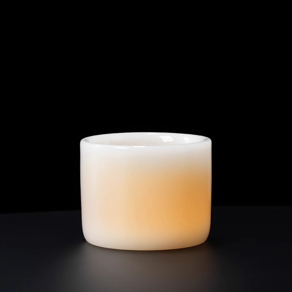 Ivory Glaze Thumb-Ring Teacup – Jade-Like Luster, Cool Smooth Touch | Zen Ara Grove