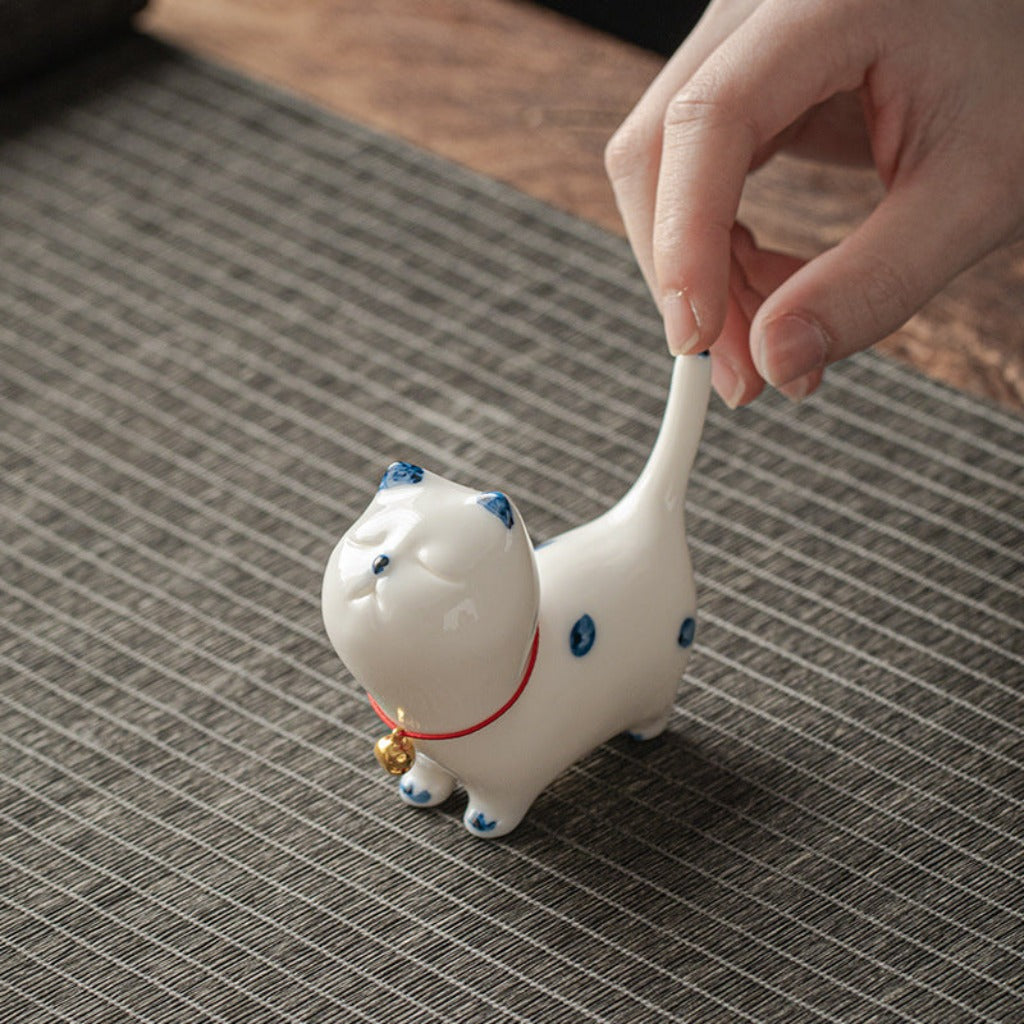 TODAY ONLY! Mini Lucky White Cat Kitten Tea Pet Ceramic Home Desk Figurine Decoration | Zen Ara Grove