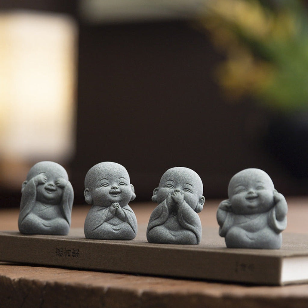 Limited-Time Offer — The Four Little Zen Monks 4-Piece Set | Save 60% | Zen Ara Grove