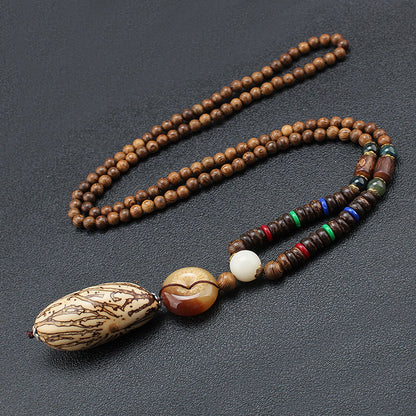 Thousand-Eye Bodhi Peace & Luck Wooden Bead Necklace | Zen Ara Grove