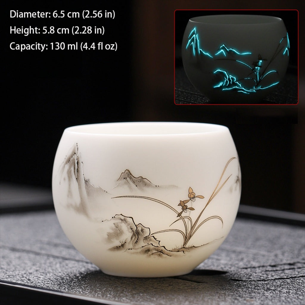 Luminous Ceramic Teacup – Jade-Like Touch & Light Beauty | Zen Ara Grove