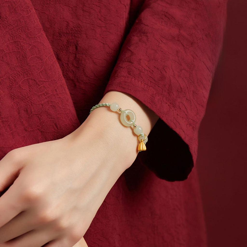 Adjustable Braided Peace Buckle Bracelet with Lotus Charm — Protection & Renewal