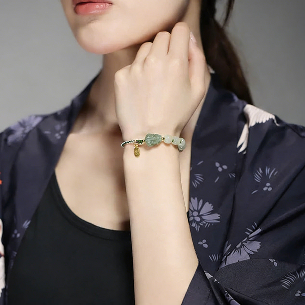 Hand‑Carved Jade Pixiu Bracelet — Meaning of Prosperity| Zen Ara Grove