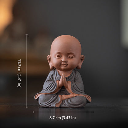 Handcrafted Ceramic "Four-Nos" Monk Statues – Symbol of Inner Calm & Thoughtful Living | Zen Ara Grove
