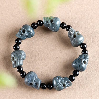 Natural Jade Skull Bead Bracelet – Symbol of Balance and Rebirth | Zen Ara Grove